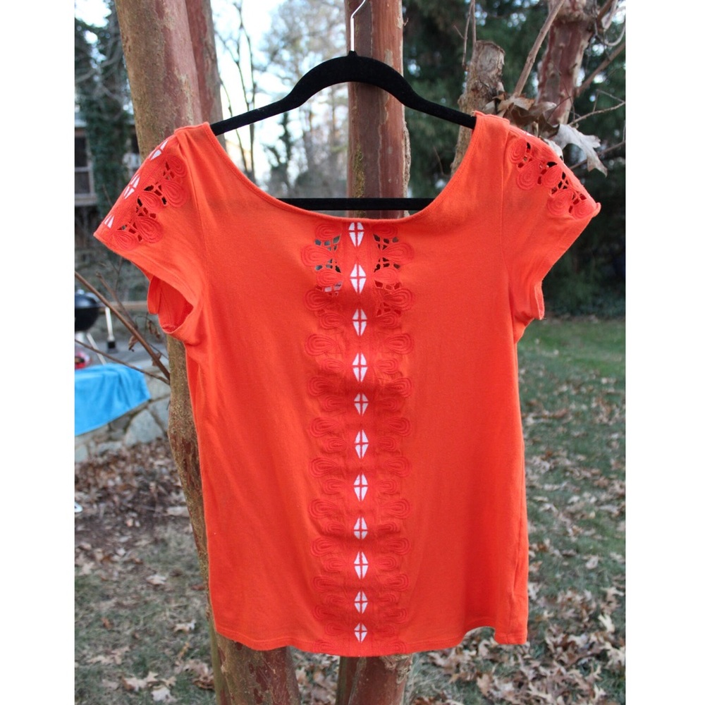 Anthro Meadow Rue Scoop Neck Torretta Cutout Tee